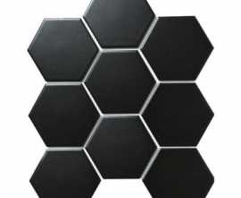 Мозаика Hexagon big Black Matt (SBH4810) 25.6x29.5 от StarMosaic (Китай)