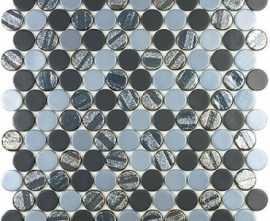 Мозаика Circle Aqua Black Mix (на сетке) 30.6x31.4 от Vidrepur (Испания)